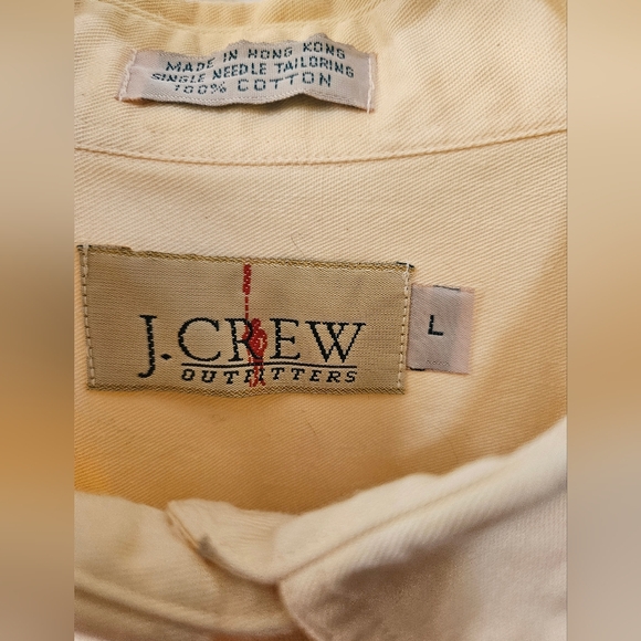 Vintage - J. Crew Cotton Single Needle Tailored Yellow Button Up Shirt - Size L - Picture 4 of 9